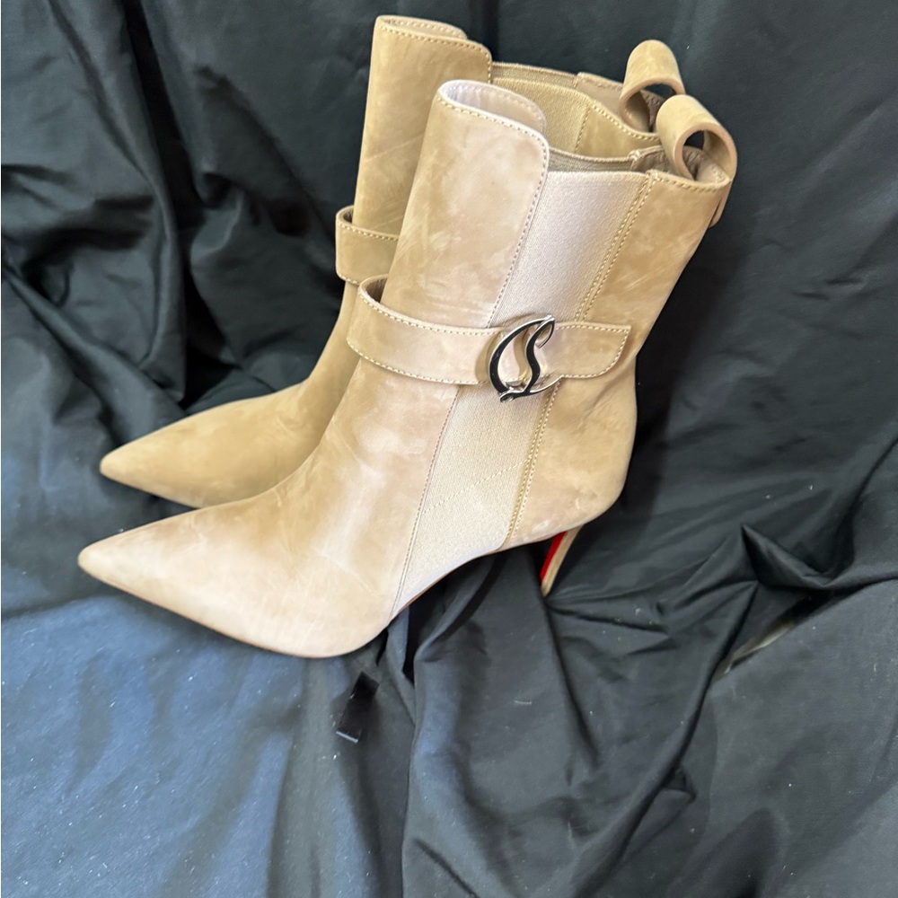 Christian Louboutin Tan Ankle Boots with Suede Finish